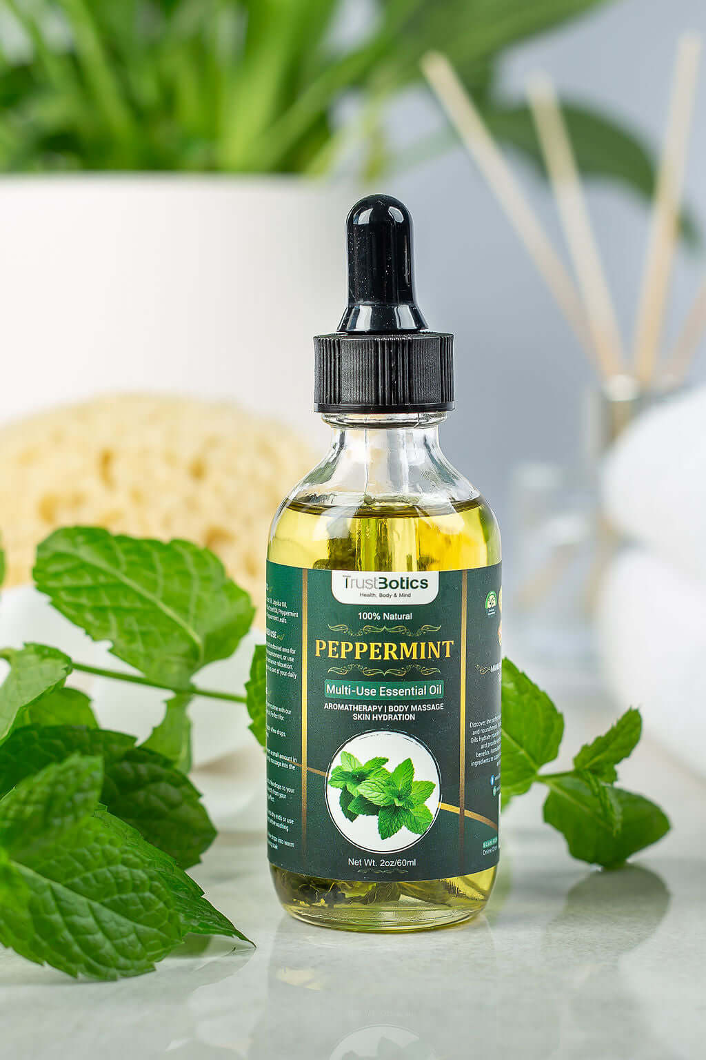 TrustBotics Peppermint Essential Oil – Fresh Energy Ritual – 60ml